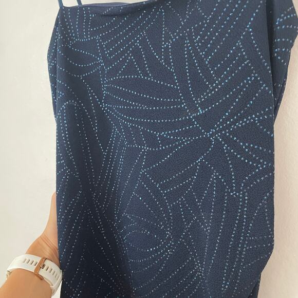 Vintage 90s Y2K – Navy Blue Sparkle Asymmetrical Midi Slip Dress - Picture 4 of 10